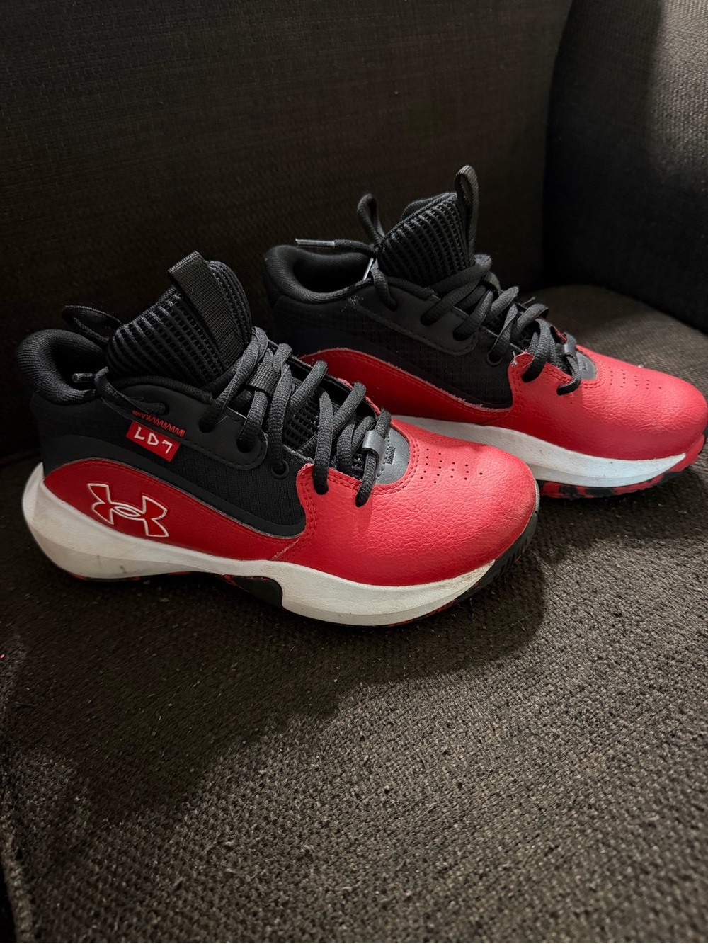 Under Armour Kids Red and Black Lace-Up Sneakers